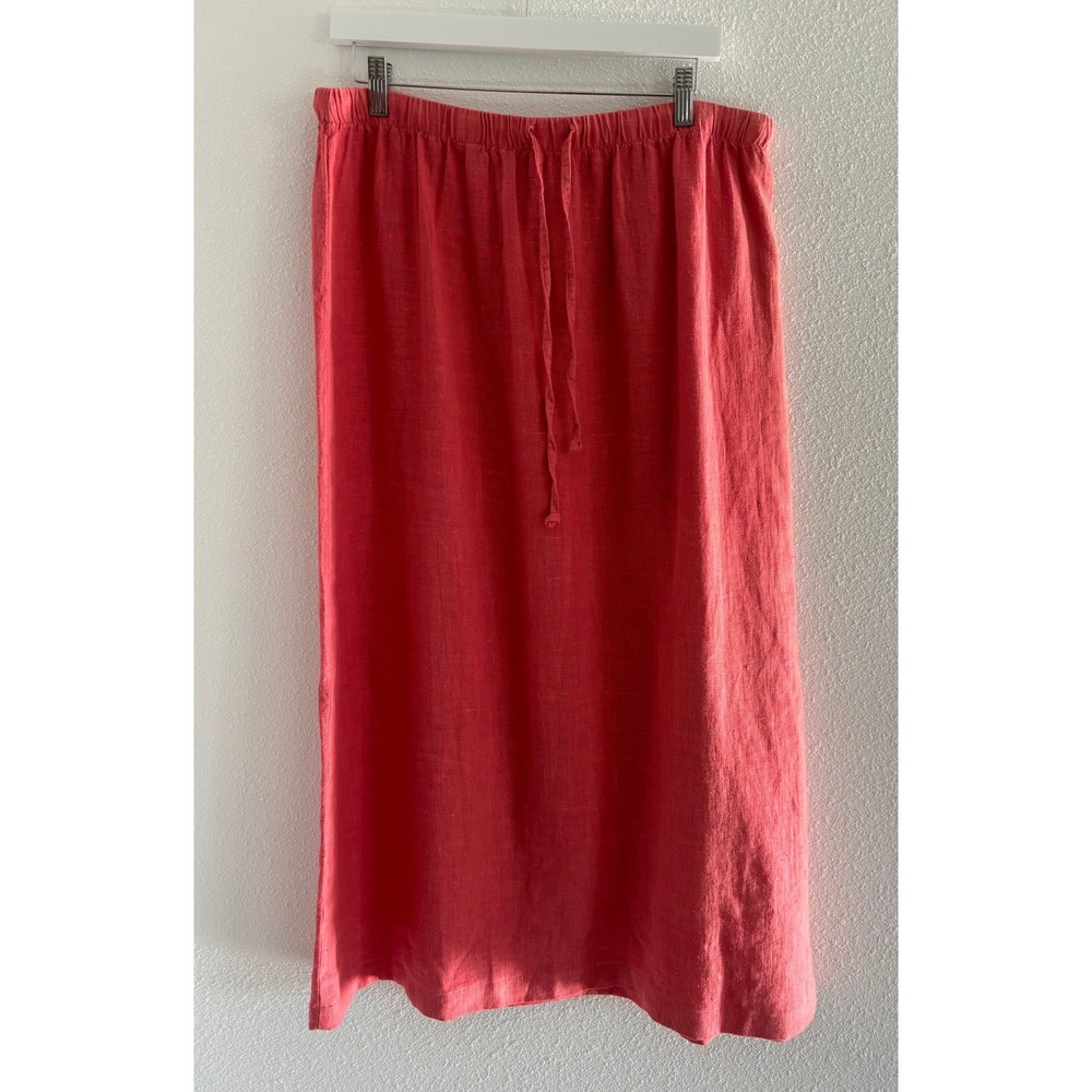 Hot Cotton Maxi Skirt Womens Large Pink Linen Lagenlook‎ Fairy Boho Cottagecore